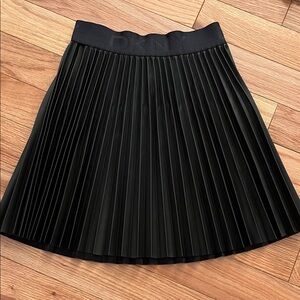 DKNY Pleated Black Faux Leather Skirt